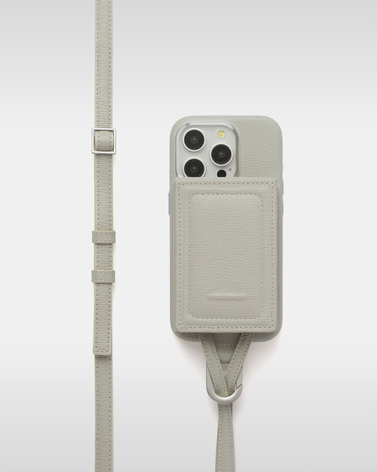 Magsafe iPhone Case + Adjustable Crossbody Accessories Set - White Beige