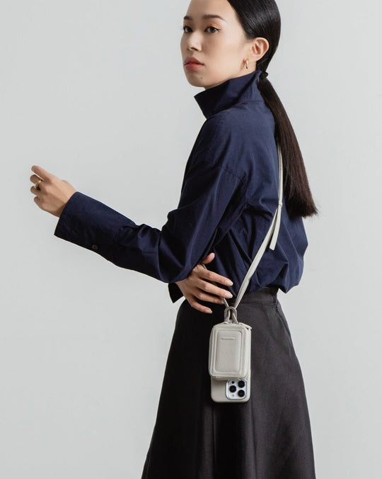 Magsafe iPhone Case + Adjustable Crossbody Accessories Set - White Beige