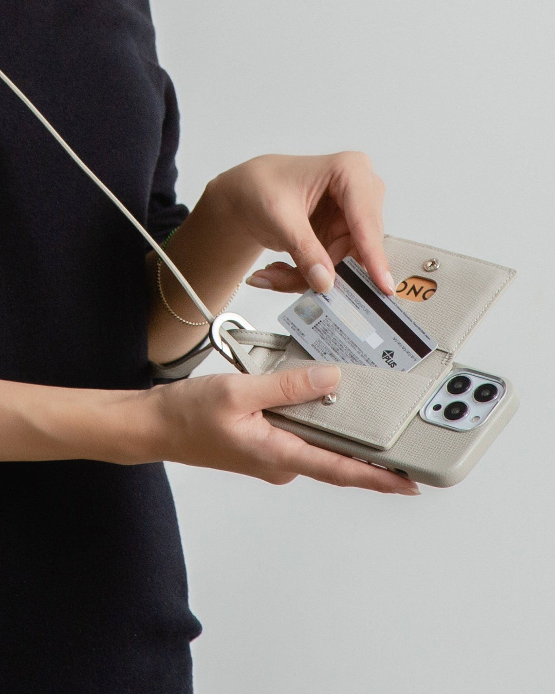 Magsafe iPhone Case + Adjustable Crossbody Accessories Set - White Beige