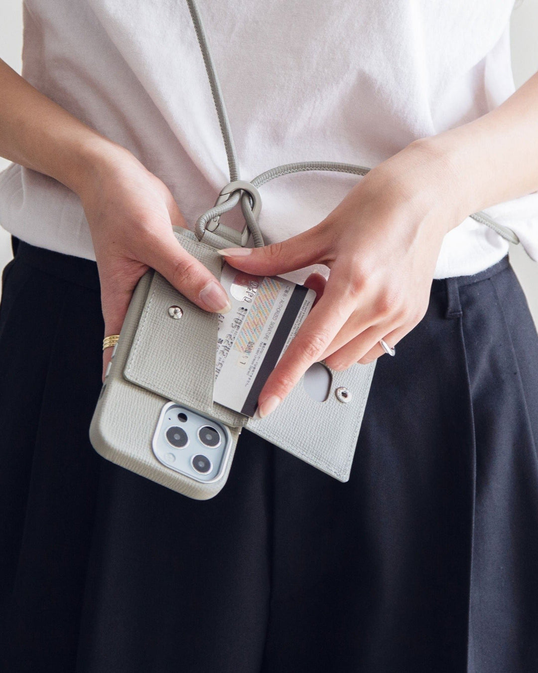 Magsafe iPhone Case + Crossbody Accessories Set - White Beige